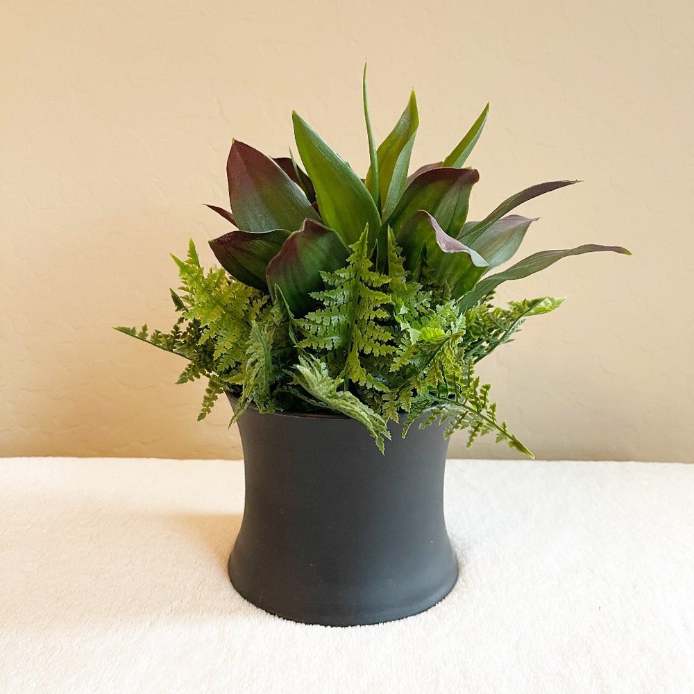 Faux Greens Greenery Tabletop Decor in Gray Pot Fake Plant - Picture 2 of 7